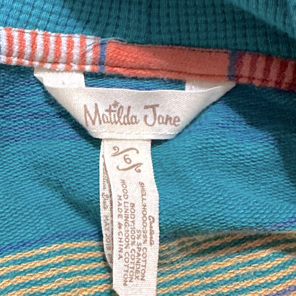 Matilda Jane Striped Hooded Pullover NWOT Boys Size 6 - Picture 4 of 4